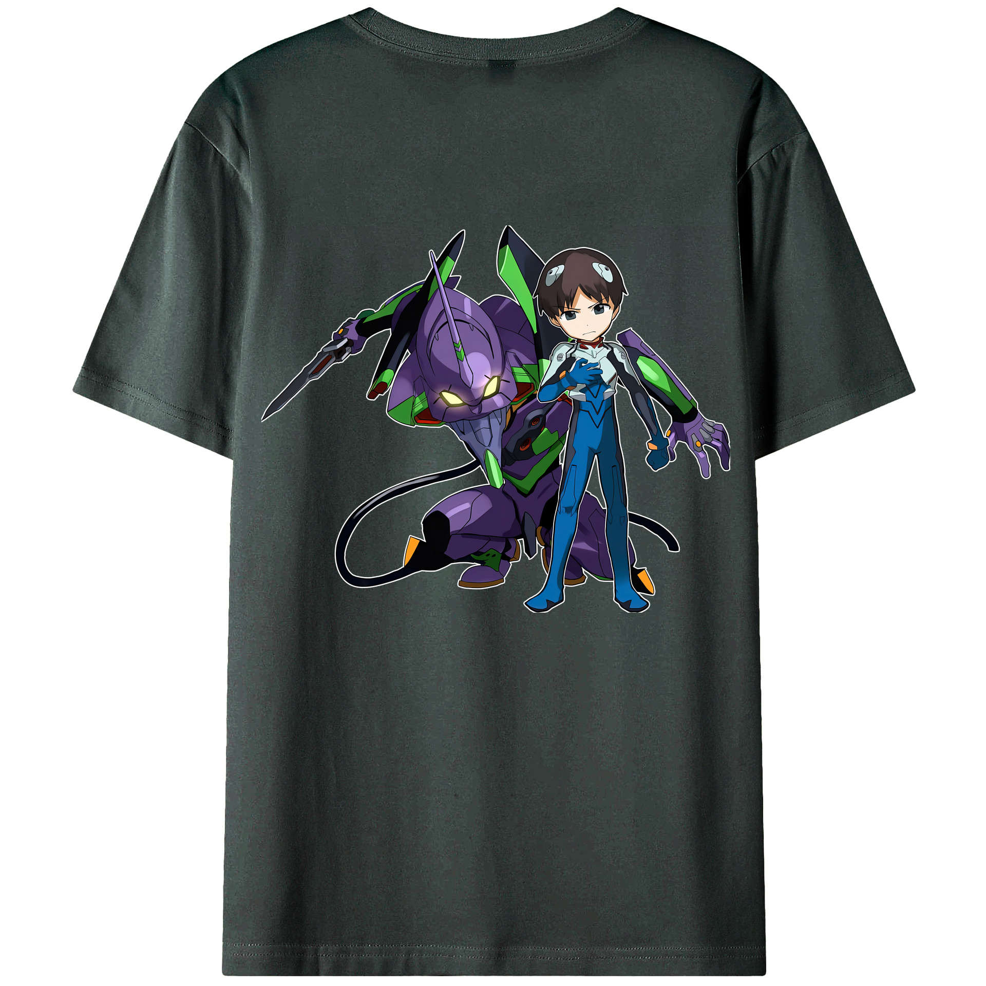 （画像用） EVA 新世紀エヴァンゲリオン 綿100％ メンズ半袖Tシャツ（バックプリント） 通気性
